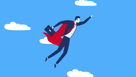 businessman worker hero flying character