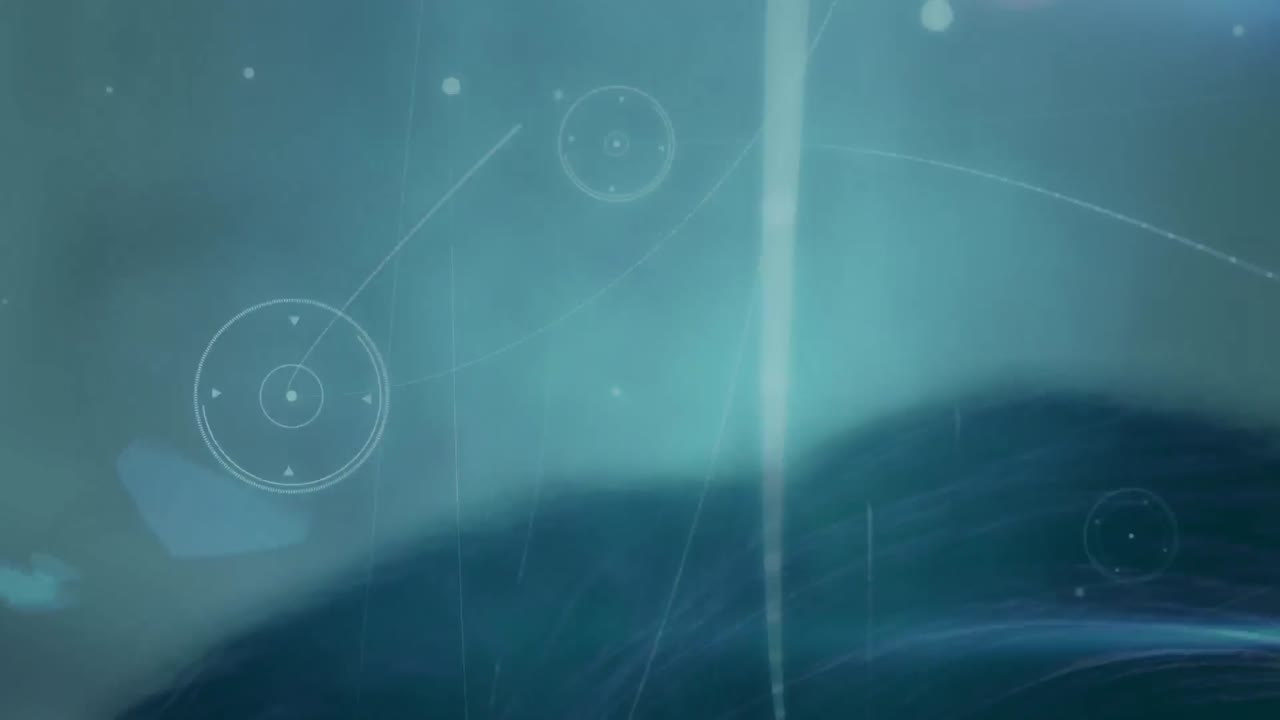 파란색 배경에 빛나는 반점이 있는 연결 네트워크의 애니메이션