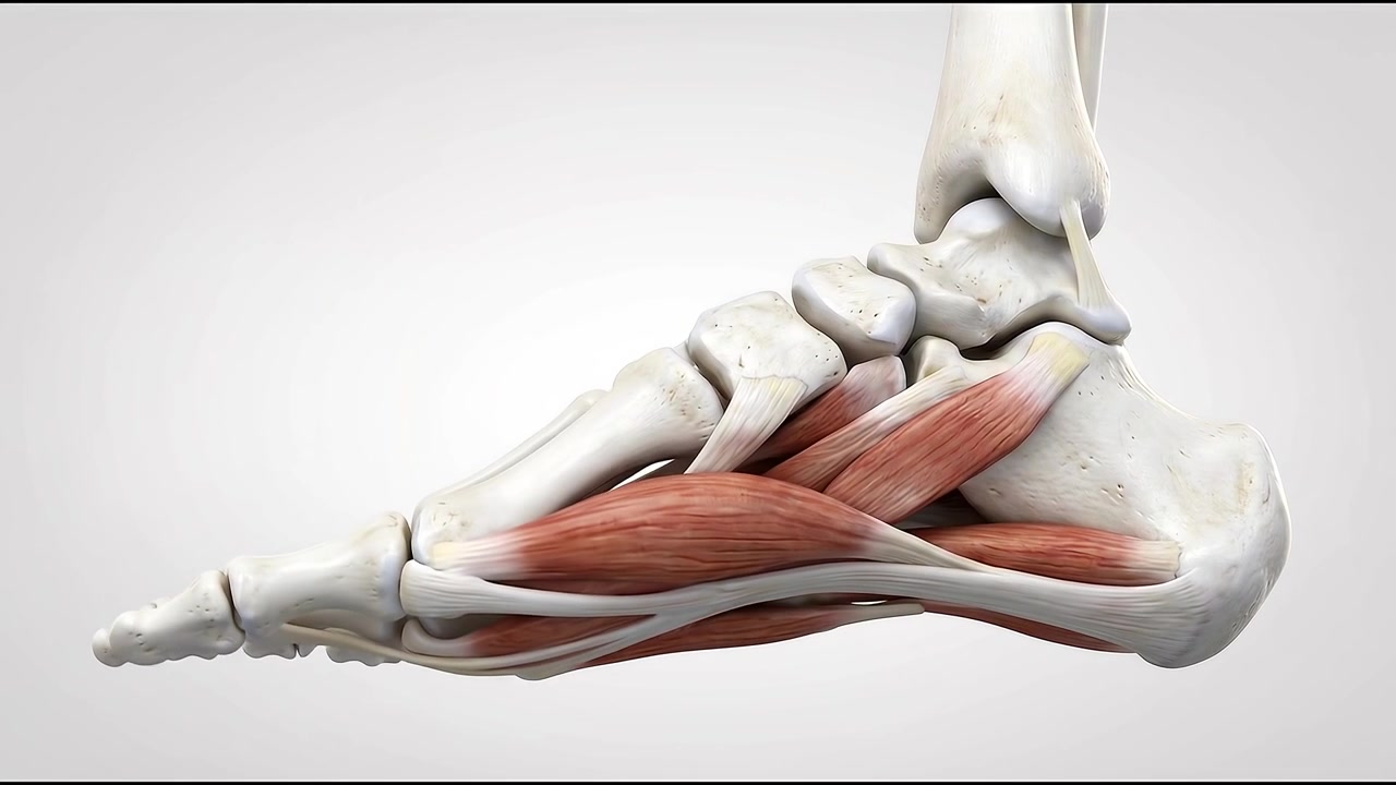 Modello 3D della colonna vertebrale umana con area di dolore rossa luminosa