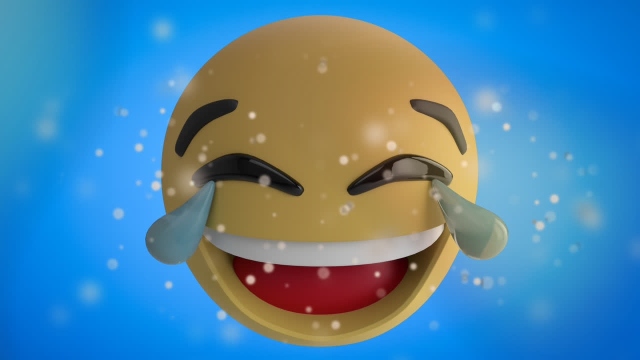 animación de los iconos emoji en fondo azul