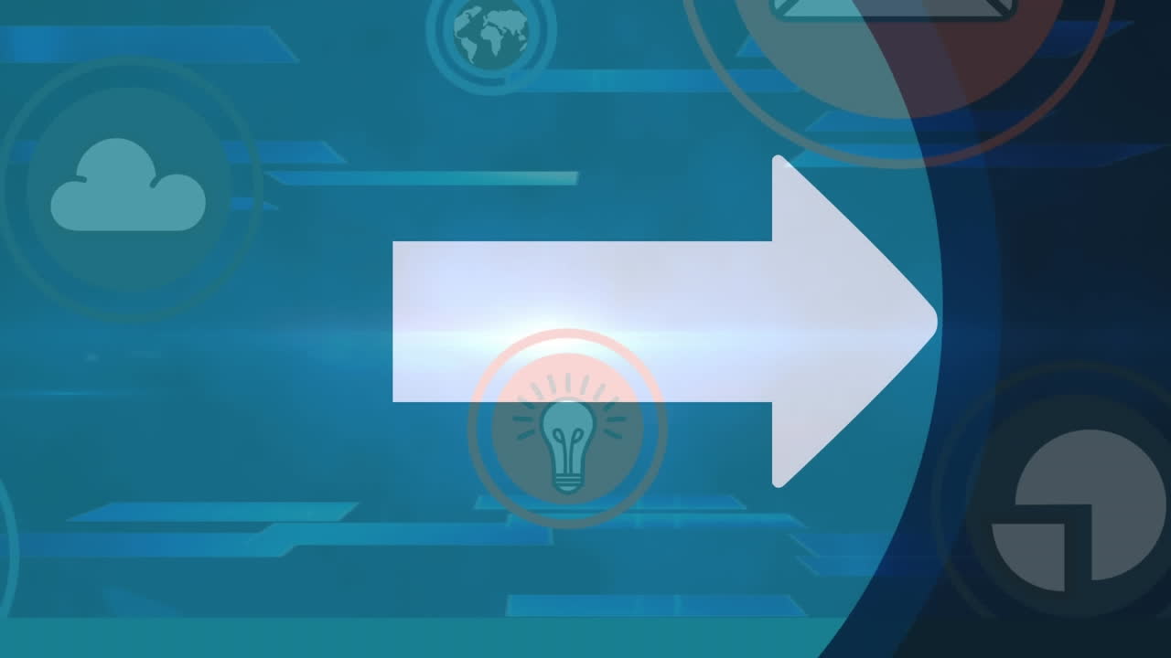 animación de flechas e iconos digitales con procesamiento de datos