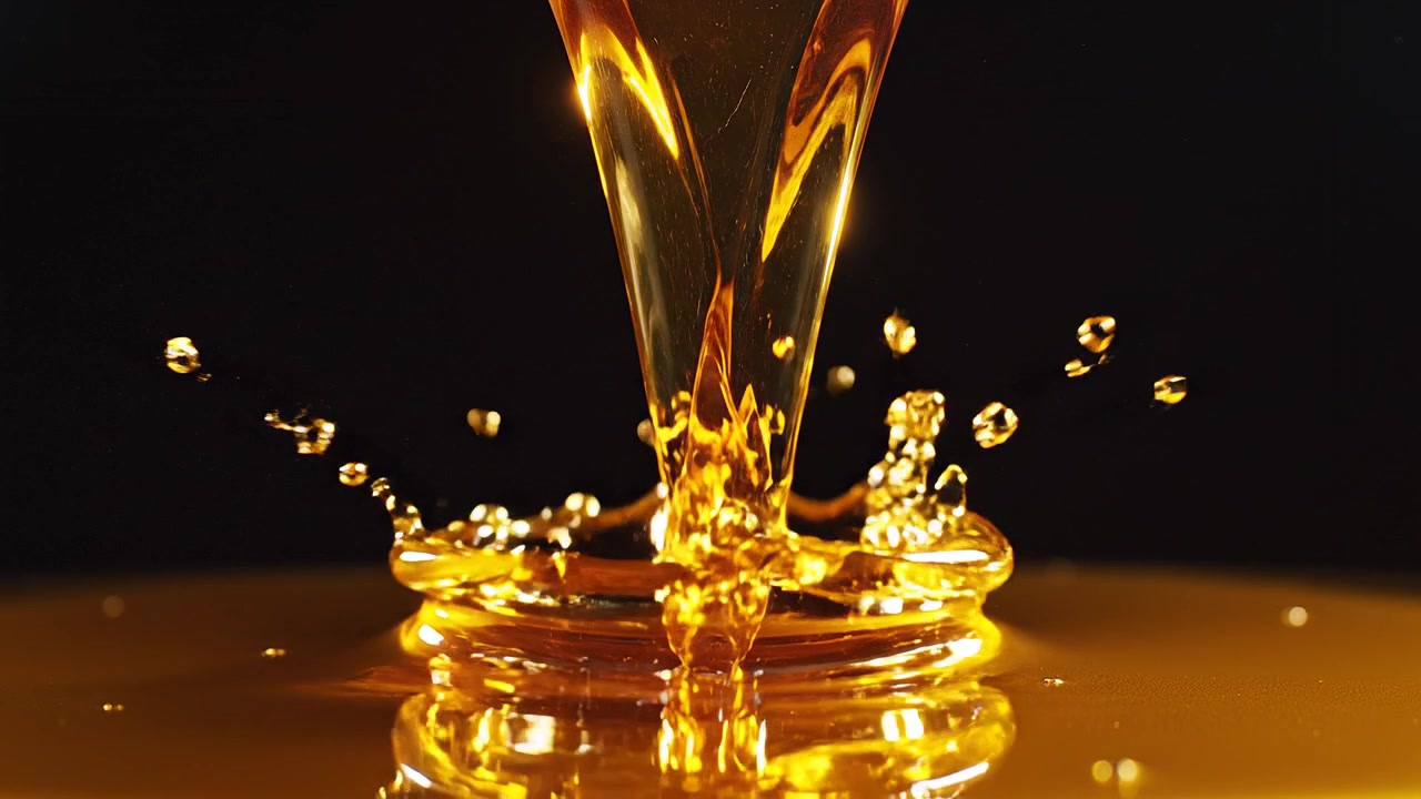 Miele denso e dorato che cola su sfondo scuro, macro.