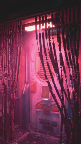 futuristic cyberpunk door with neon glow