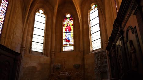 stained glass window in saint sacerdos cathedral