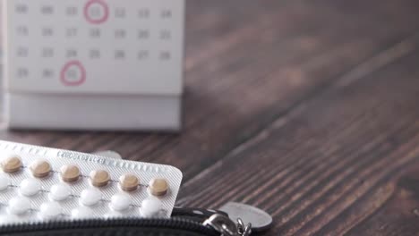 birth control pills and calendar