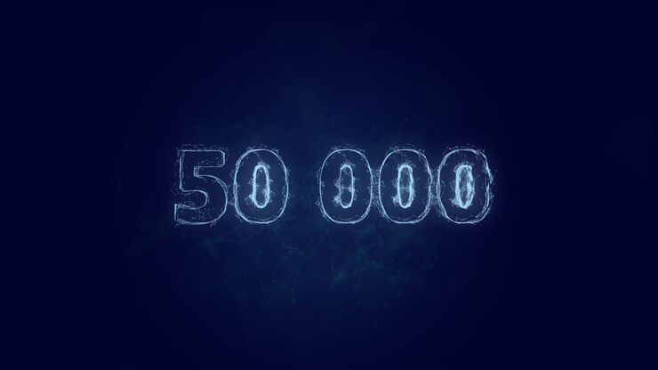 50 000 text. Plexus with text 50 000. Plexus. 4K video