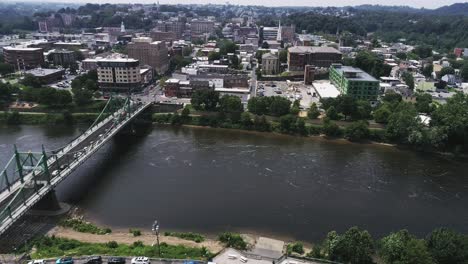 aerial view of easton pa and delaware river circling the city