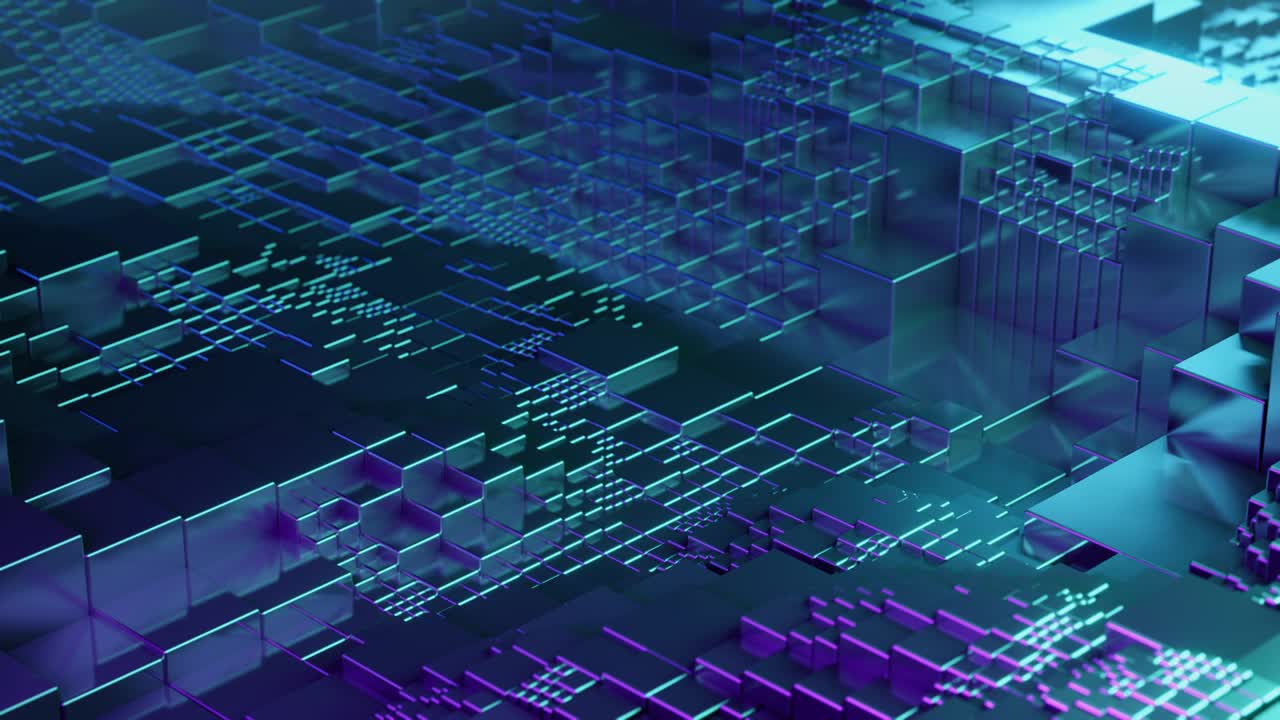 Abstract 3d ultraviolet steel cubes waving background