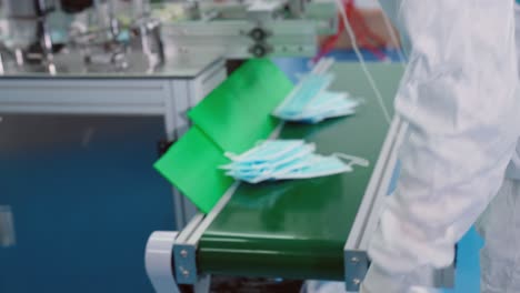 face mask production line in modern factory