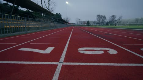 empty running track at a stadium