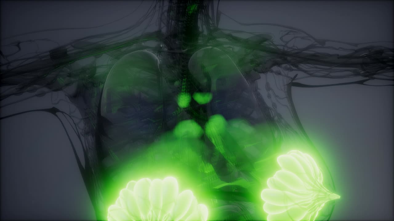 ilustración médicamente precisa de las glándulas mamarias de una mujer obesa