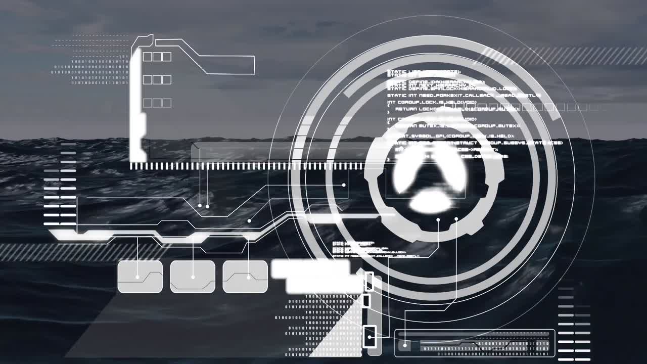 Animation of data processing over sea