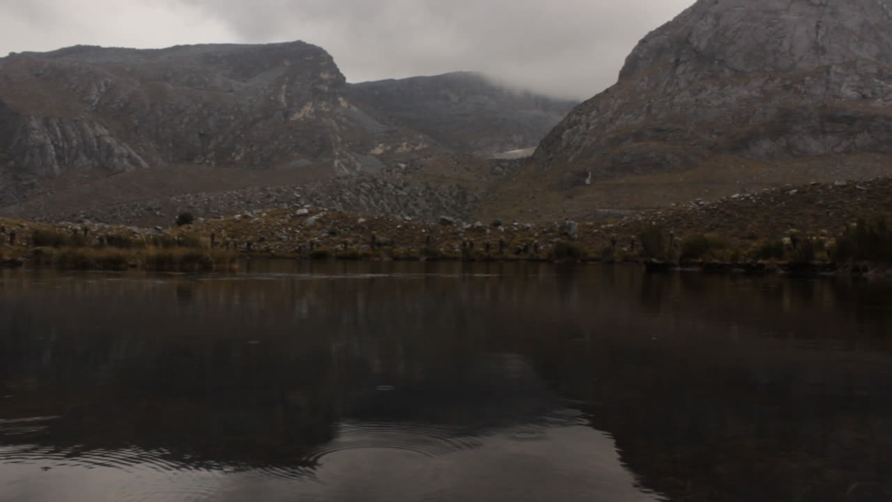 View of the Colombian Andes and a lake