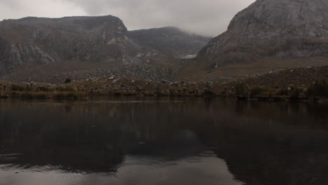 view of the colombian andes and a lake