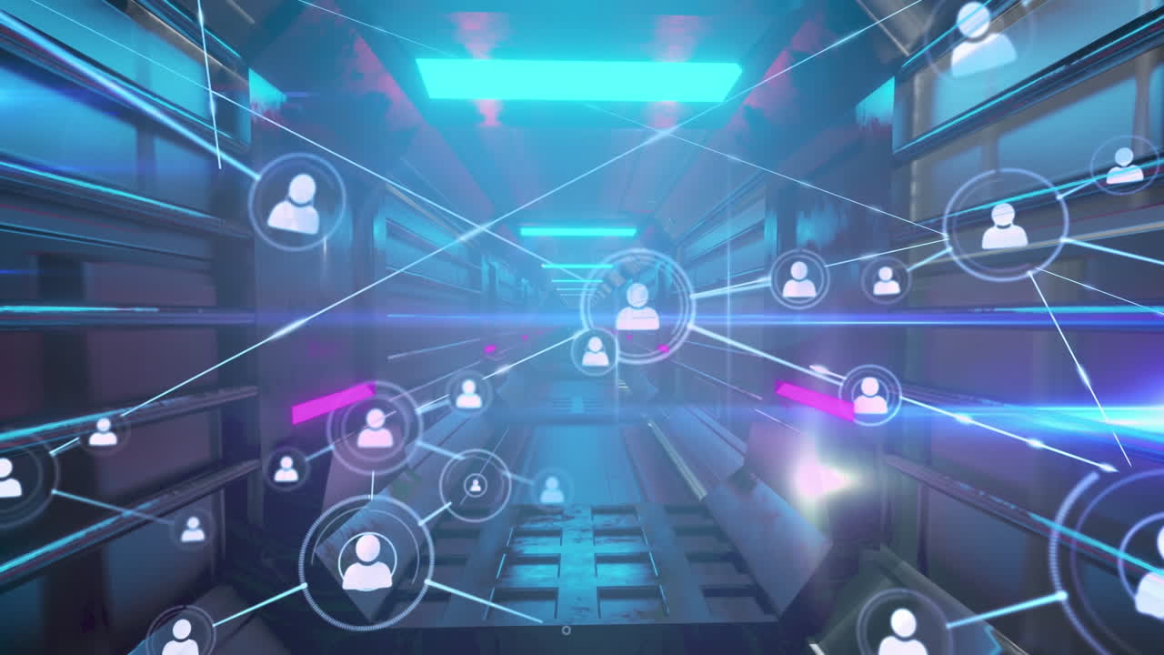 animación de la red de conexiones a través de servidores informáticos