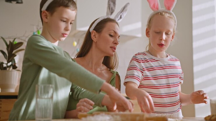 Family Baking Easter Cookies