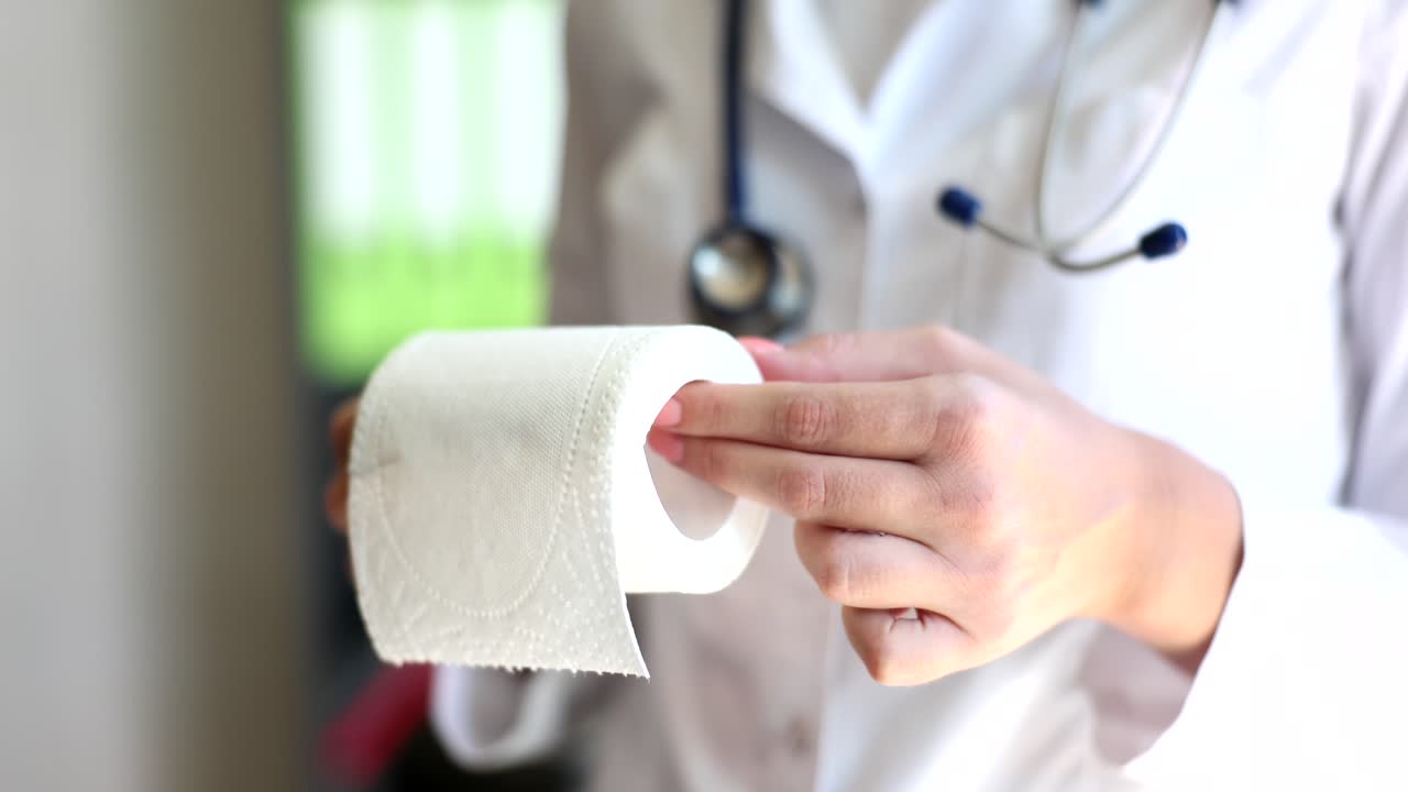 Doctor holding toilet paper