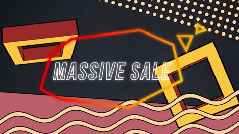 animación de texto de venta masiva en burbuja de habla retro sobre fondo abstracto