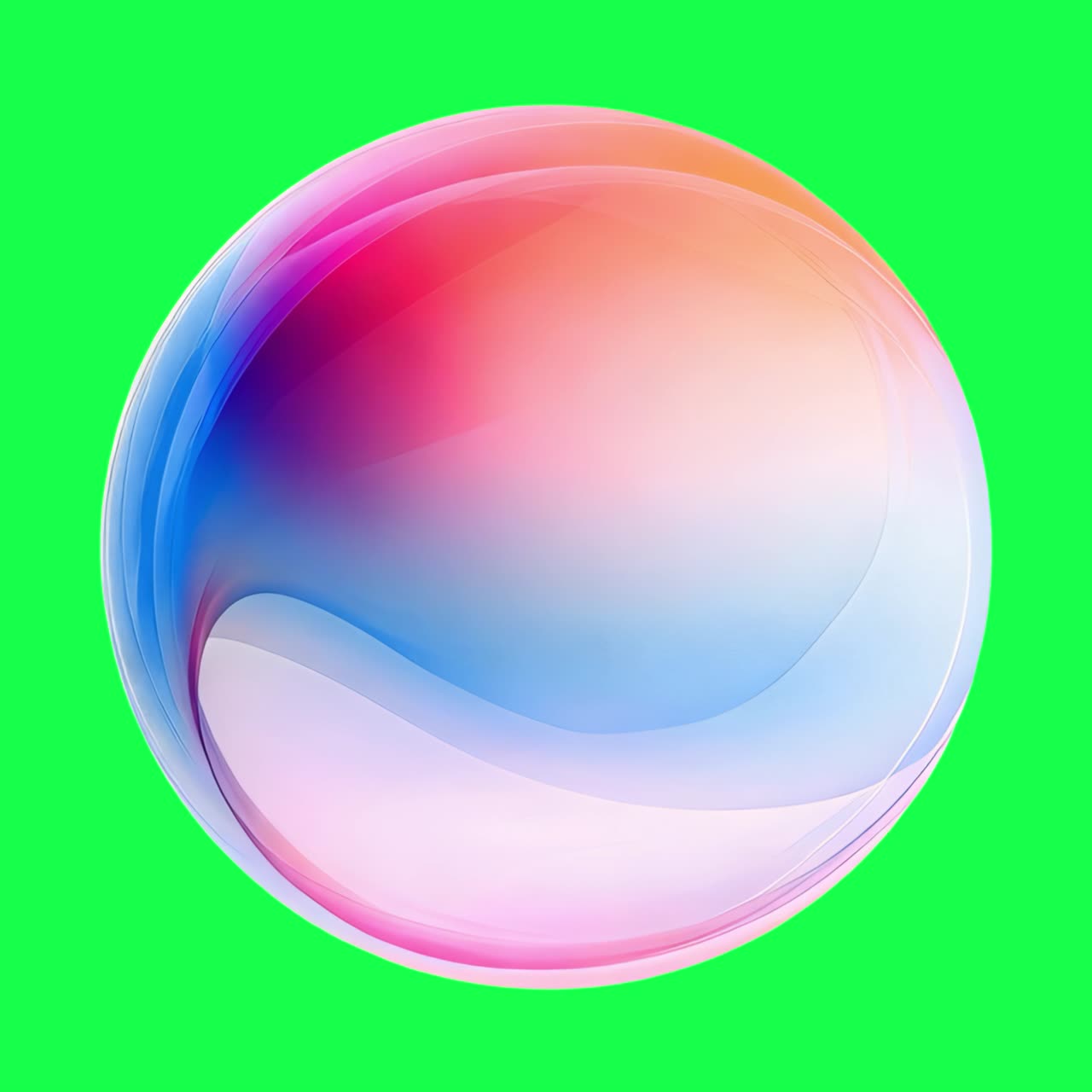 Colorful abstract gradient sphere animation, transparent 4K video, green screen