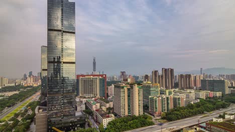 china cloudy sky day light shenzhen round roof top view 4k time lapse