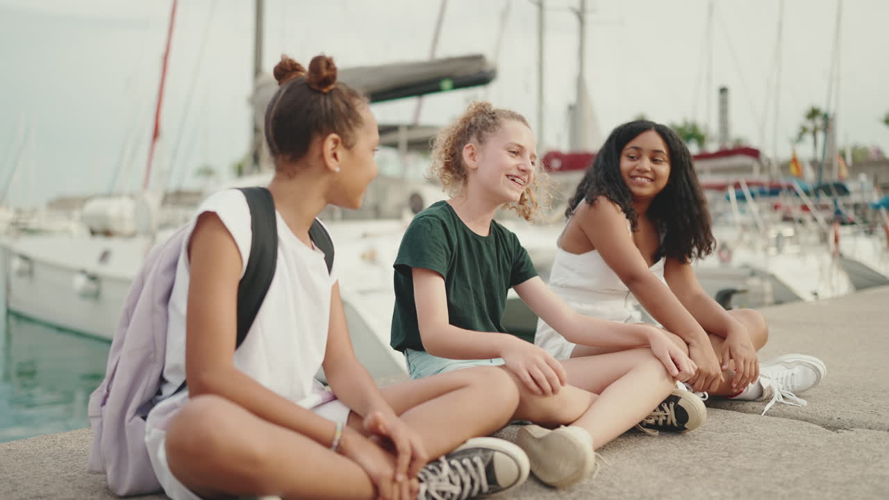 Girls Hanging Out at the Marina