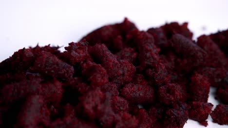 Extreme-close-up-of-beet-root-on-a-platter-to-make-a-sweet-chocolate-beet-muffin-dessert