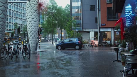 rainy day in a dutch city