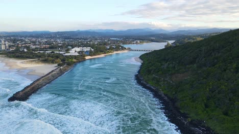 tallebudgera creek between burleigh mountain and tallebudgera beach on gold coast, qld, australia