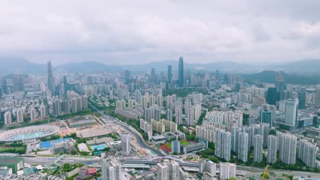 aerial view of skyline in shenzhen city cbd at daytime in china