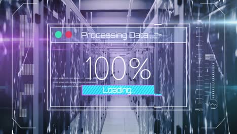 Animation-of-data-processing-over-server-room