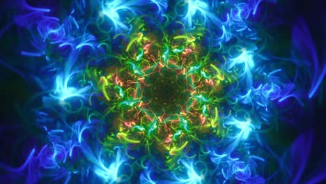 caleidoscopio floral fractal abstracto - portal azul bifrost - música en bucle sin interrupciones vj colorido arte de fondo de transmisión caótica