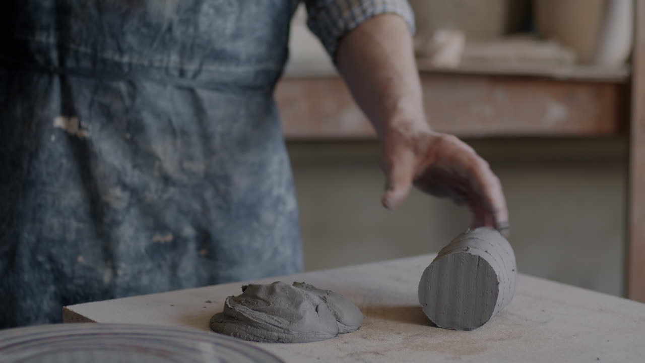 artista de cerámica trabajando con arcilla