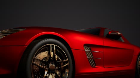 luxury sport car in dark studio with bright lights