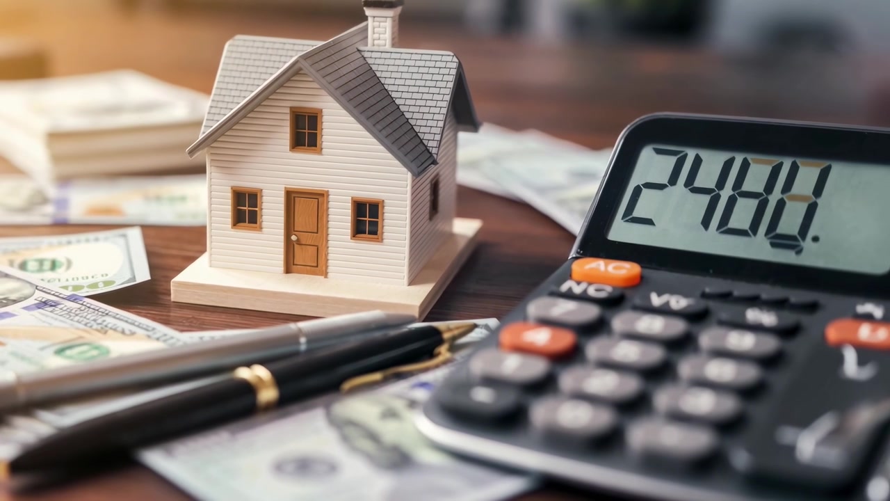 Calcolo dei Costi Immobiliari con un Modellino di Casa e Denaro
