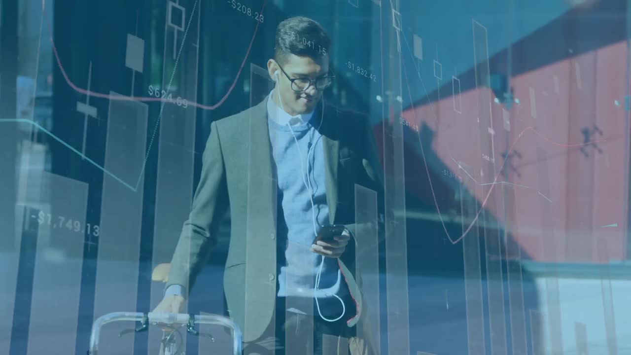 hombre usando teléfonos inteligentes y datos