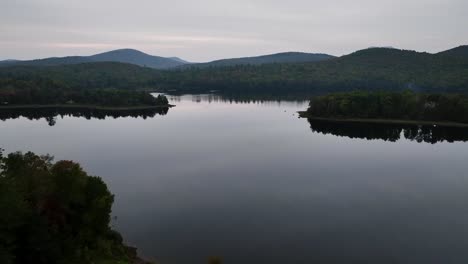 Aerial-Evening-View-of-New-York-Lake-in-the-Fall