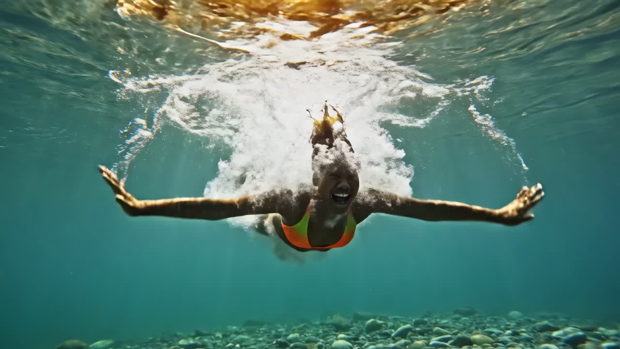 물 에서 헤엄치는 여자