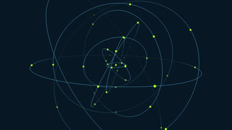 esfera psicodélica con puntos de neón y círculos en el espacio oscuro