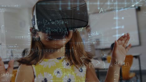 animación de ecuaciones matemáticas sobre escolares utilizando auriculares vr