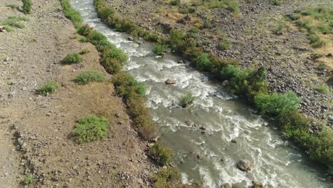 aerial footage of the jordan river flowing in northern israel