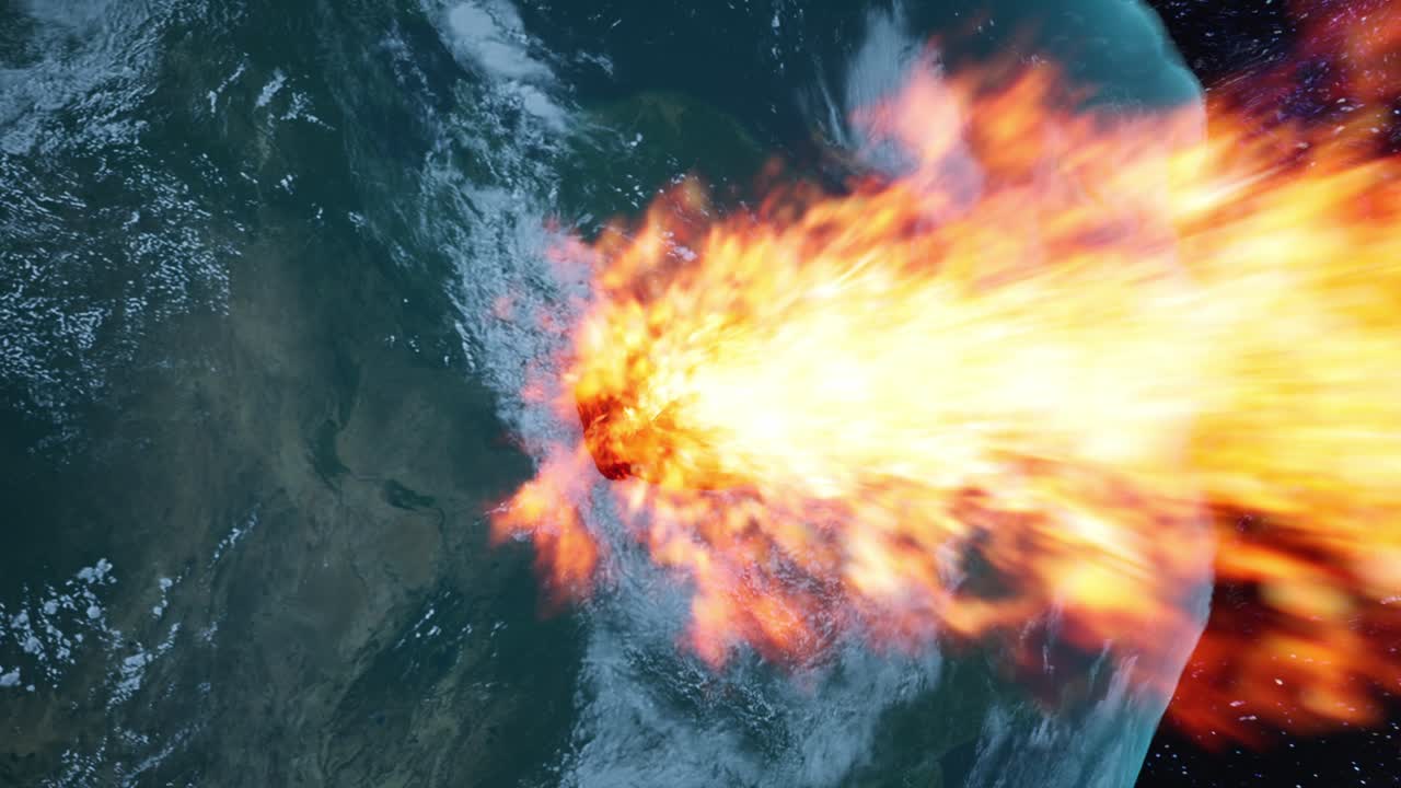 Fiery Asteroid Impacting Earth Like Planet