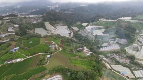 vista general del paisaje del distrito de brinchang dentro del área de cameron highlands de malasia
