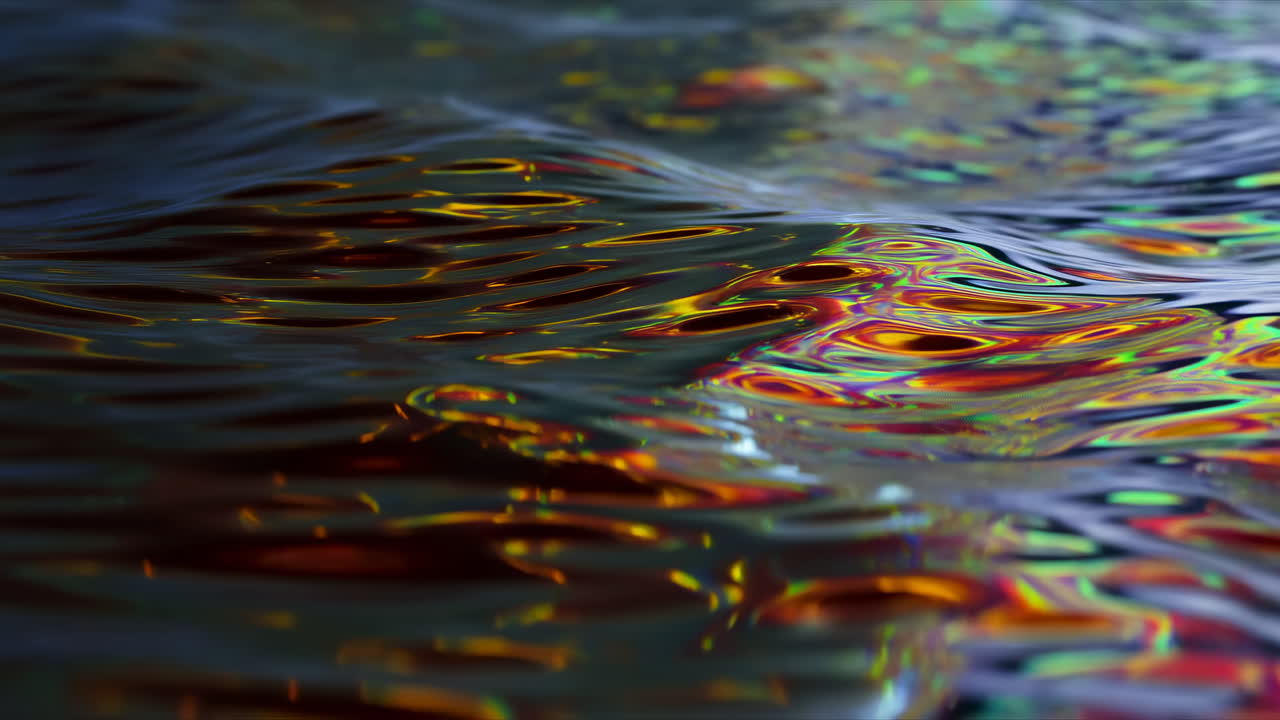Abstract Liquid Surface with Vibrant Iridescent Reflections and Ripples