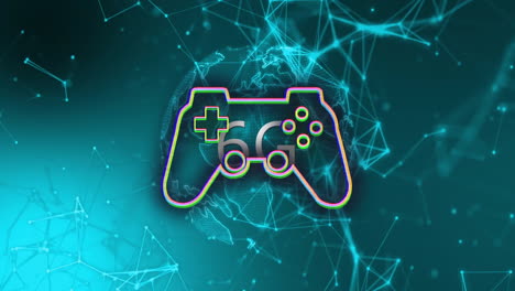 animation of shapes moving over gamepad and globe
