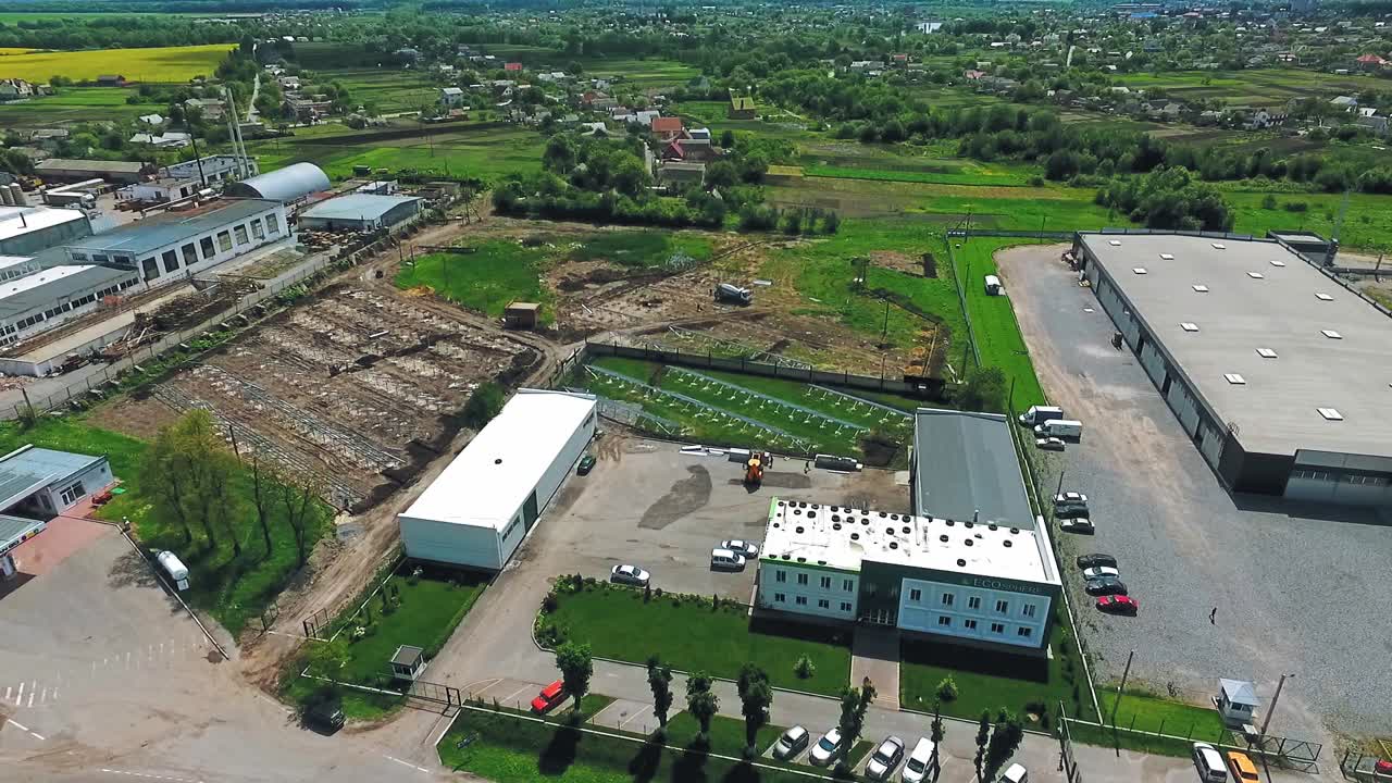 Industrial Construction Site. Busy construction site and construction equipment