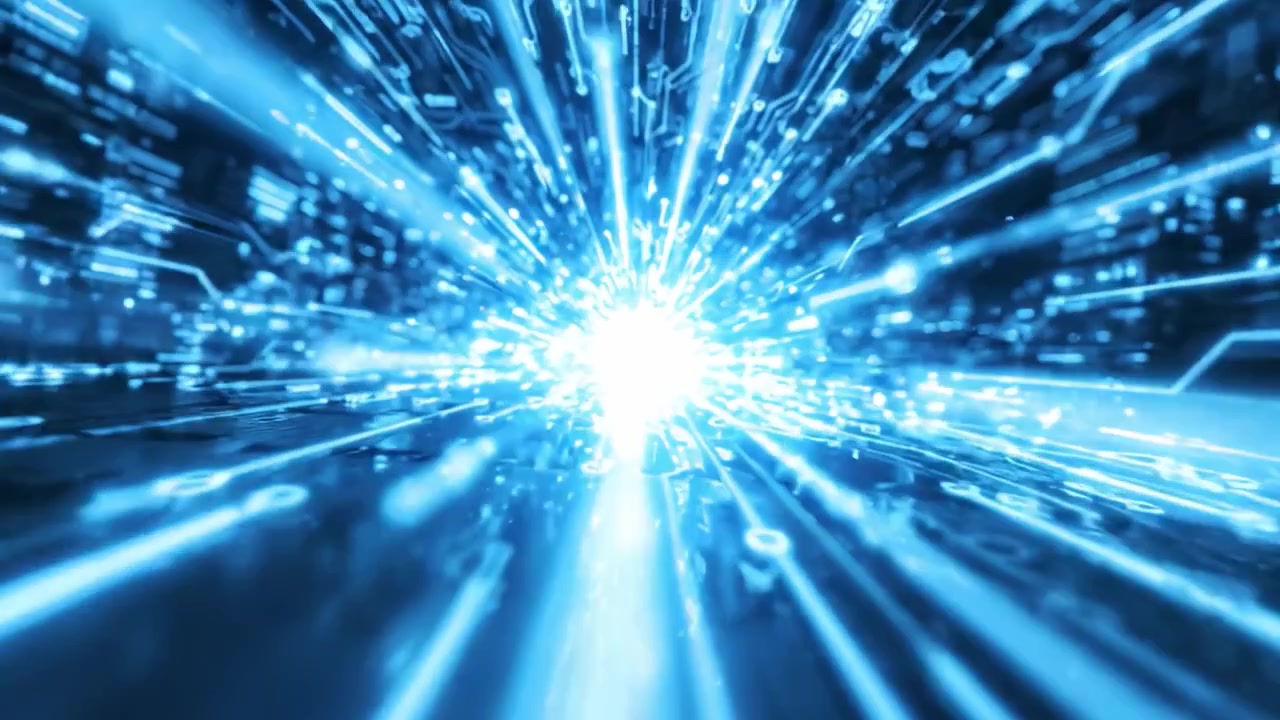 An Impressive Visualization of High-Tech Digital Circuitry Flowing with Radiant Blue Light, Exemplifying the Essence of Modern Technology and Data Processing in a Futuristic Environment