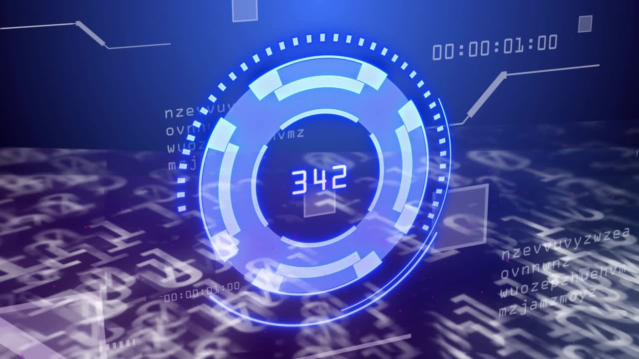 Rotating segments cycling values on digital circular gauge appearing at center for live monitoring