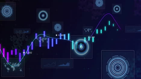 animation of futuristic digital financial data and charts with interface elements