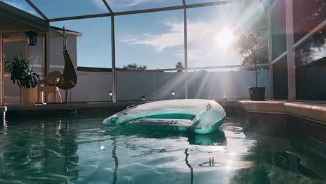 relaxing in the pool with sun glare