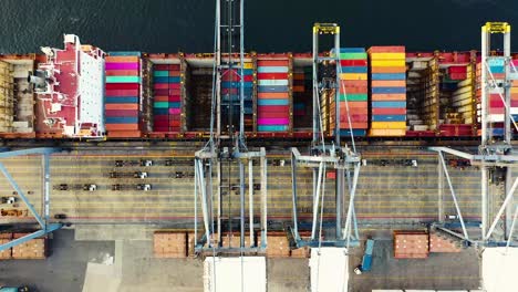 aerial view of ship containers at a business sea port, logistics transportation concept